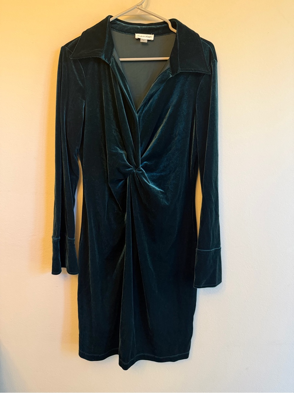 Calvin Klein Green Velvet Twist-Front Dress